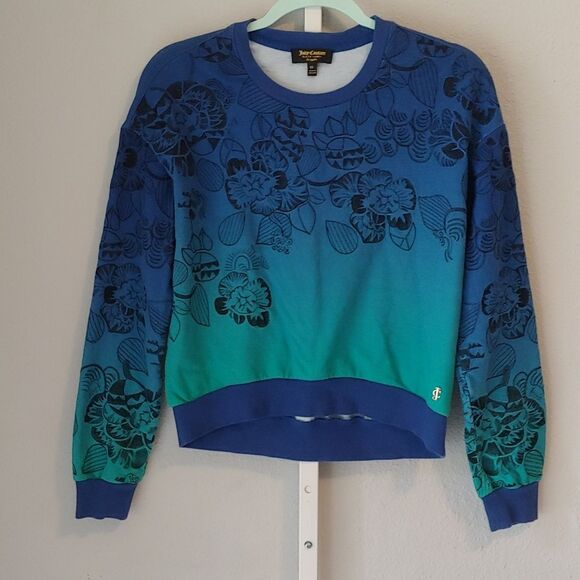 Juicy Couture Black Label Floral Ombre Crew Neck Sweatshirt Sz XS - Picture 8 of 8